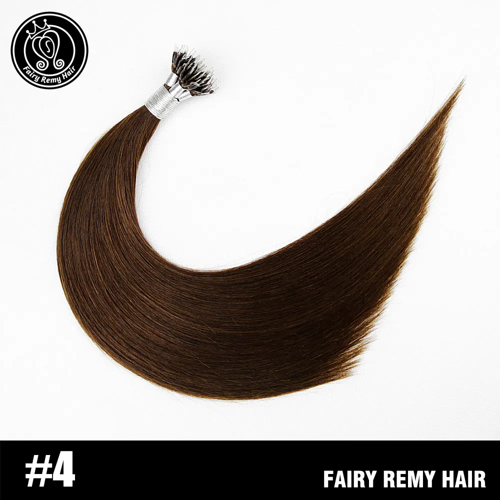 Фея Волосы remy 0,8 г/локон 18 дюймов, Remy настоящие нано кольцо ссылки Пряди человеческих волос для наращивания эффектом деграде(переход от темного к Цвет# T6/16 прямые волосы на микро-бусины заколки для волос 40g - Цвет: #4