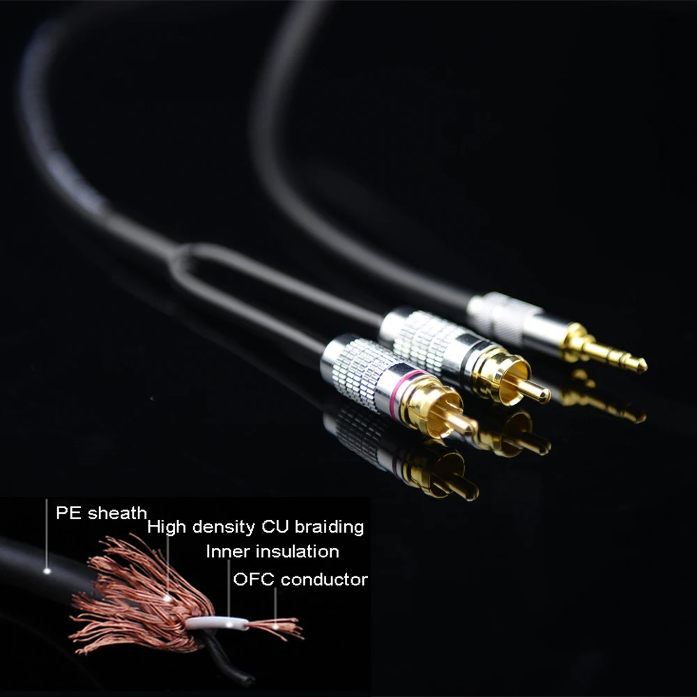 MonsterProlink Стандартный 100 аудио кабель стерео 3 5 мм до 2 RCA Y для MP3 CD DVD TV Бесплатная
