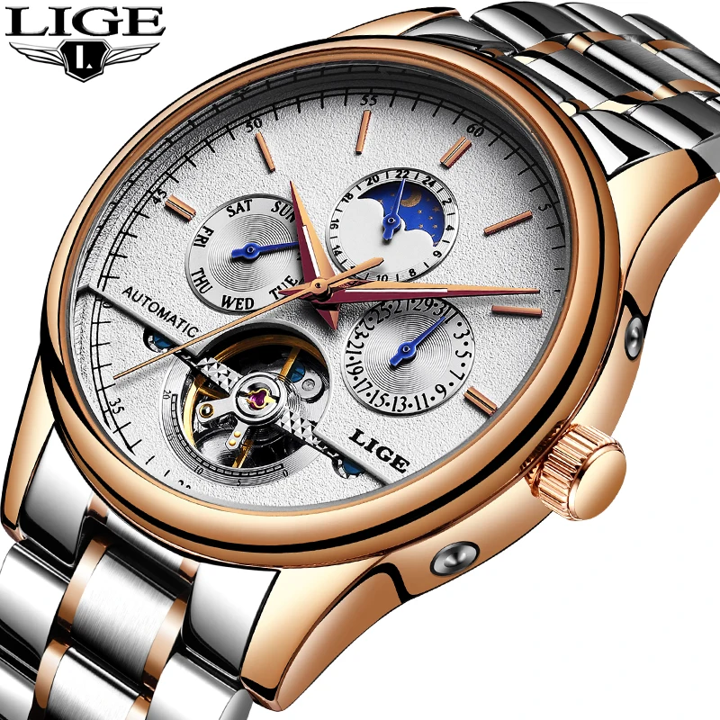 

LIGE Men Watches Fashion Sports Top Luxury Brand Watch Men Business Waterproof Full Steel Mechanical Watch Relogio Masculino+Box