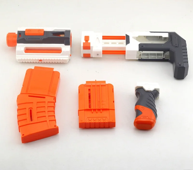 

4 Pcs Set Soft Gun Accessories Handle Stock Muffler Flashlight Holder Normal Parts for Nerf Gun Toy