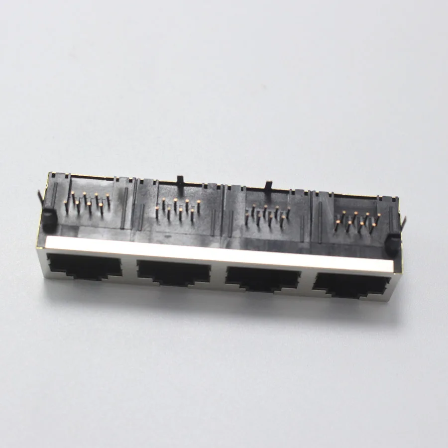 1 шт. RJ45 1*4 Сетевой интерфейс jack 56 1x4 порта гнездо PCB разъем с экраном|Соединители| |