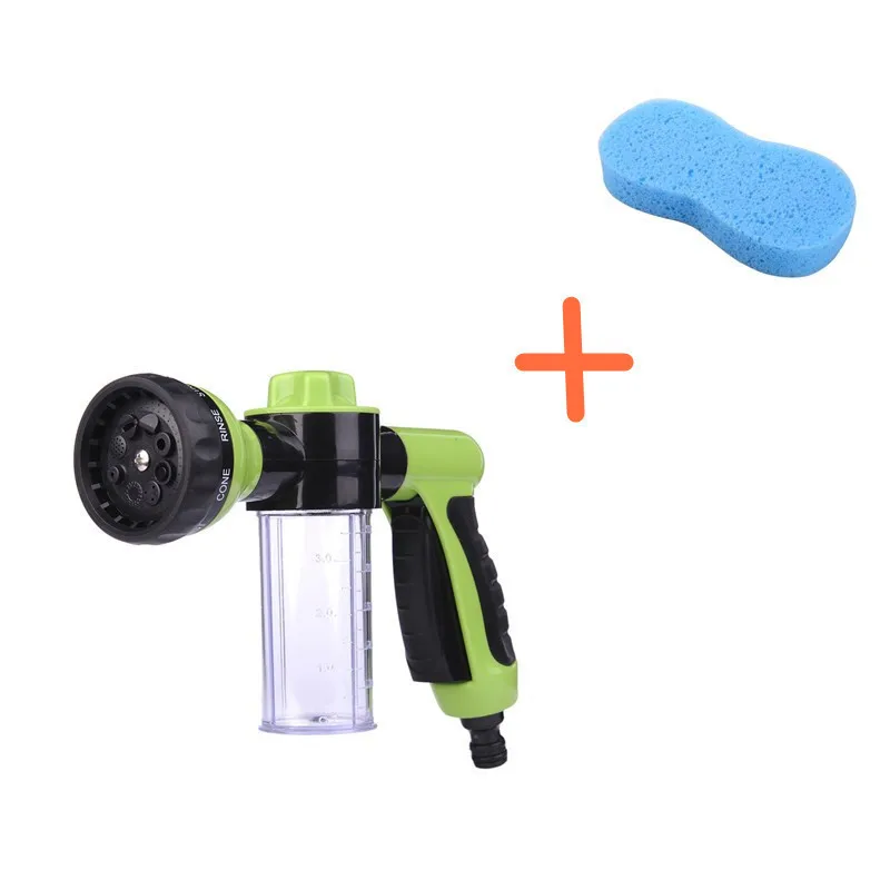 

8 in 1 Car Water Gun+Car wash sponge color Random Washing Tool High Pressure Foam Garden Watering Hose Nozzle Clean Pipe Washer