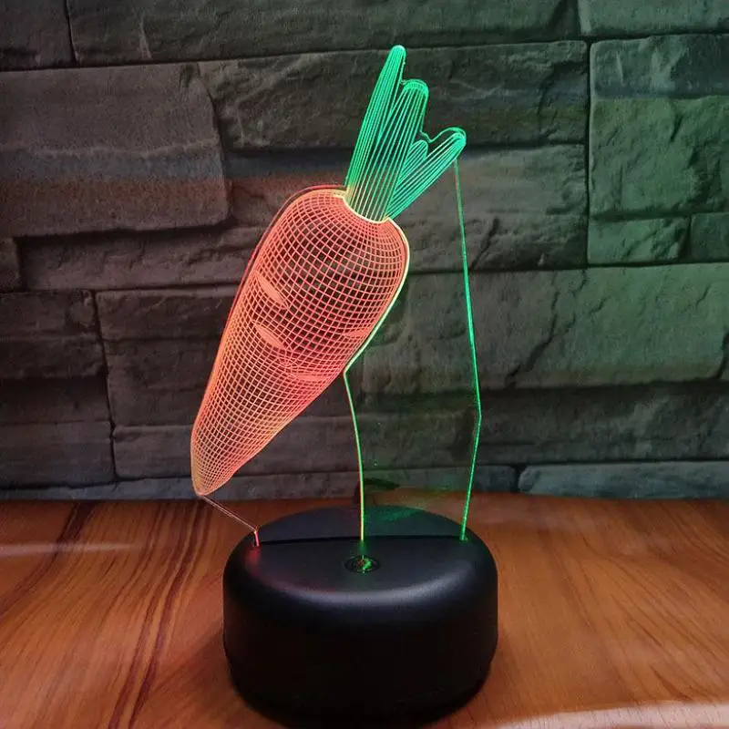 Carrotvious 3d ночной Светильник креативный 7 цветов с сенсорным зарядным светодиодом