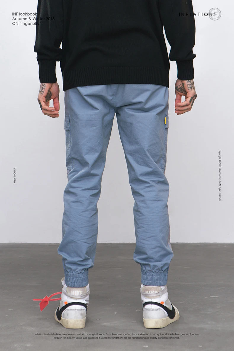 INFLATION Ankle Banded Pants Male Brand Trousers Mens Womens Casual Jogger Pencil Pants Streetwear Brand Clothing 8868W