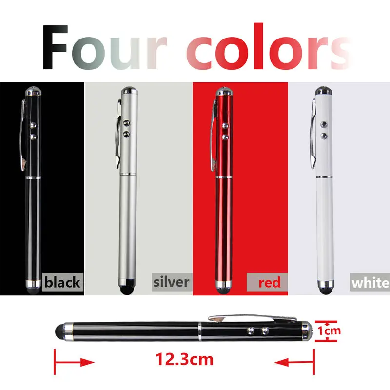 4 в 1 Многофункциональный стилус лазерная указка светодиодный фонарик сенсорный