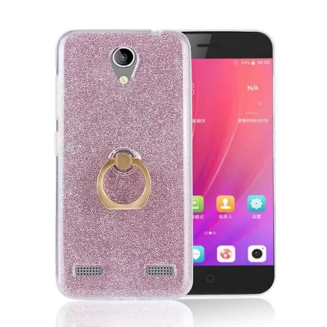 For ZTE A520 Case Flash powder 3D Relief Silicone Soft A521 A602 cases TPU With Ring Phone Bag |