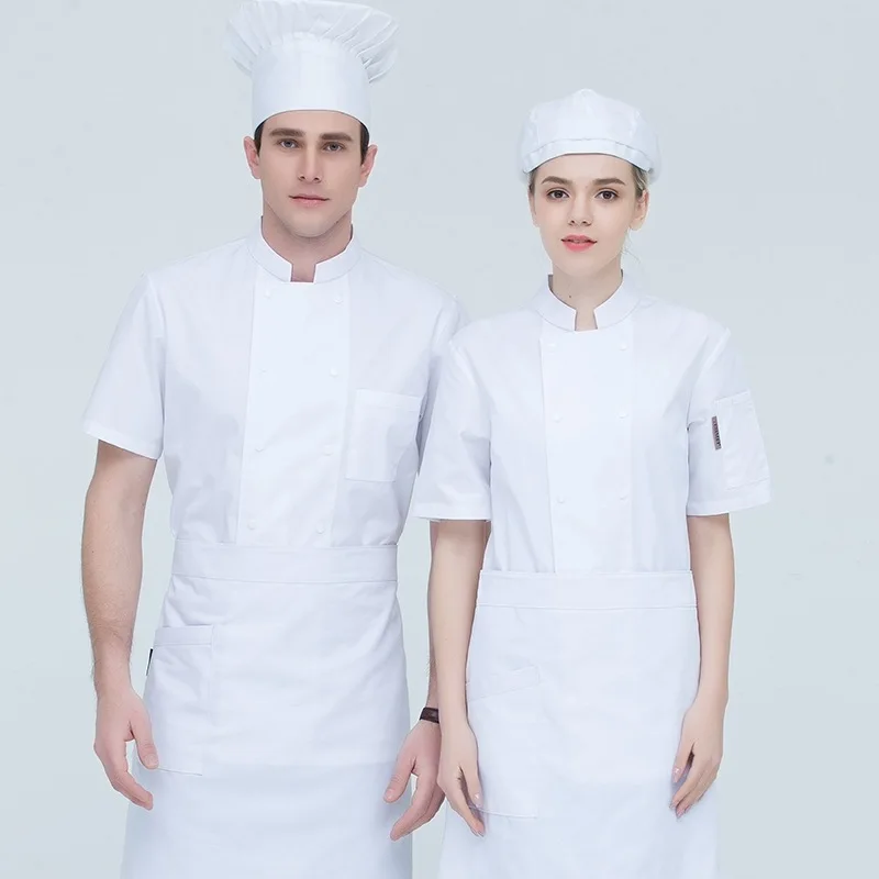 Летние куртки шеф-повара с коротким рукавом дышащие кухонные комбинезоны пальто
