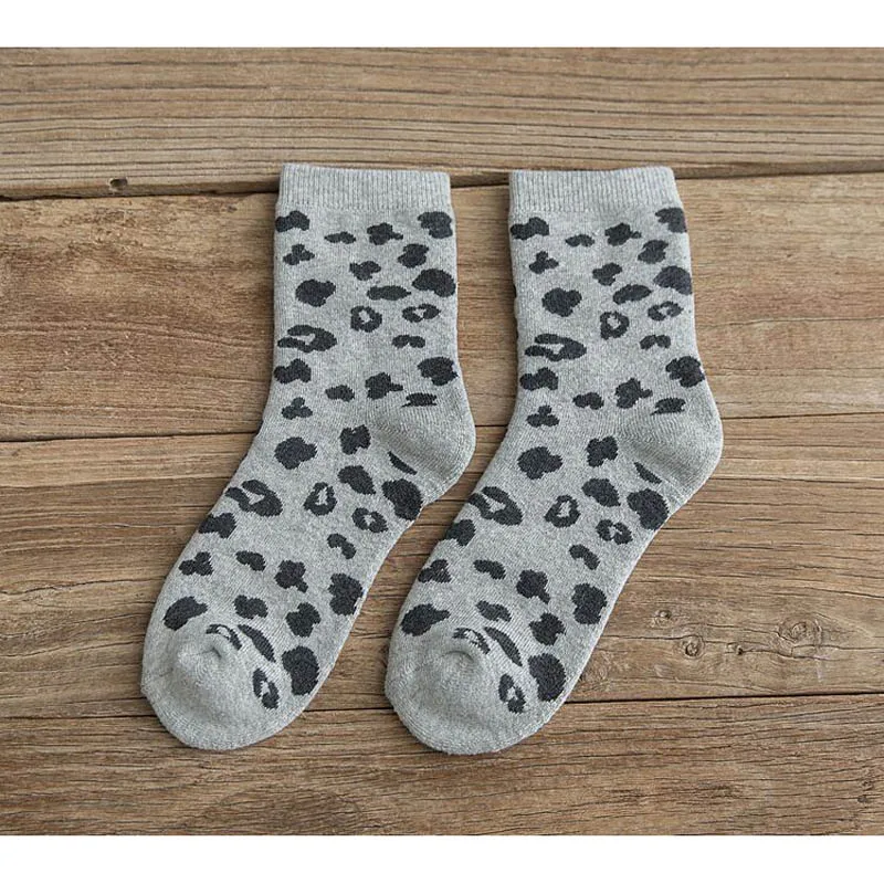 Autumn Winter New Thickened Woollen Ring Leopard Print Web Celebrity in the Whole Cotton Personalized Women Warm Stocking | Женская