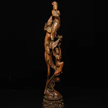 Рождество 15 &quotСтарый китайский храм Boxwood резьба по дереву Apsaras