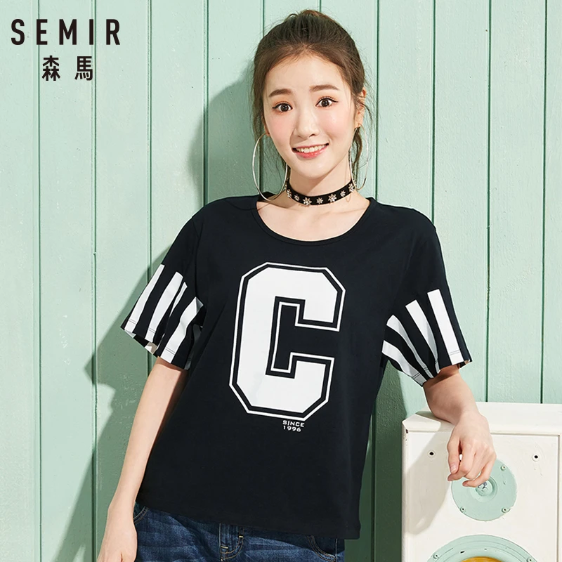 SEMIR 2019 футболка Femme Топ Мода Прохладный печати Женская белая хлопковая для женщин