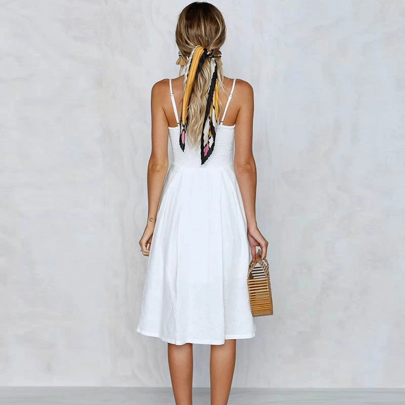 2019 new spring v-neck casual high waist dress | Женская одежда