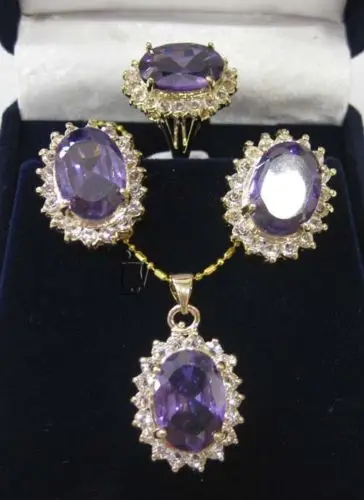 

free P&P****Faceted Russican stone pendant necklace earrings ring set
