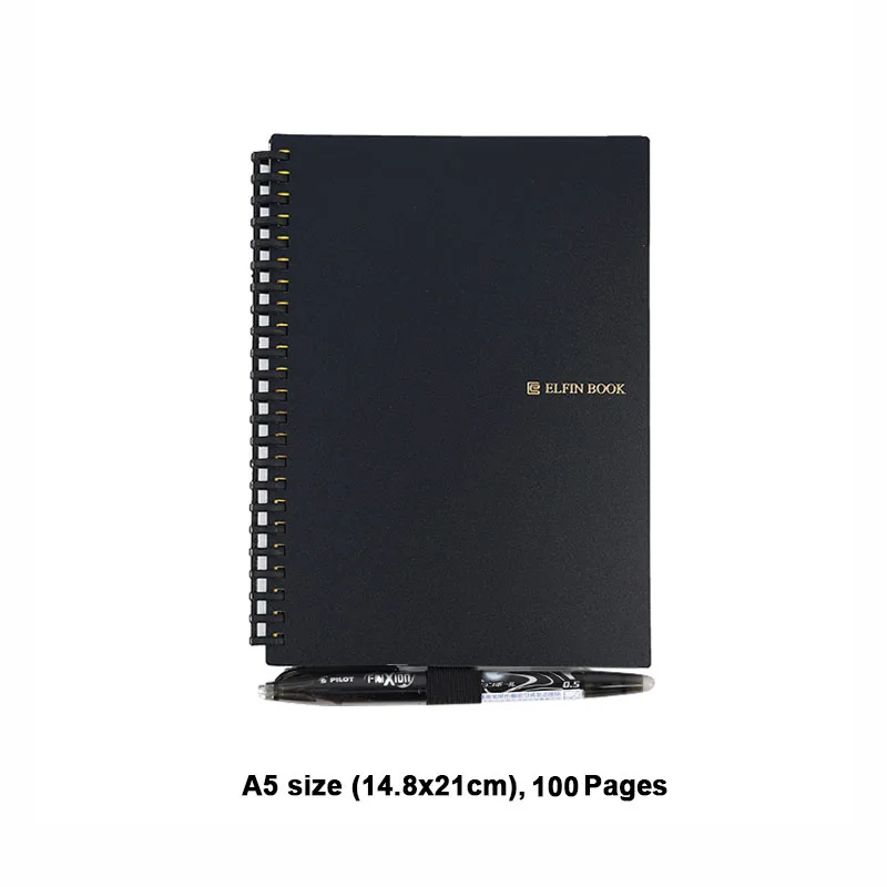 Black A5 Elfinbook 2,0 микроволновая стираемая бумага для ноутбука, многоразовая умная записная книжка с проволочным переплетом, облачное хранилище для флэш-памяти, подключение к приложениям - Цвет: Black A5