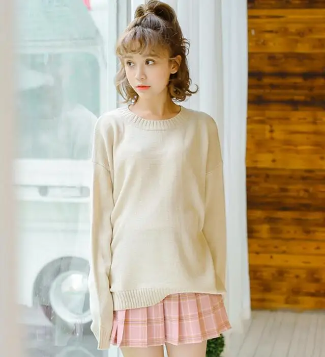 

Loose head candy color knitting sweater