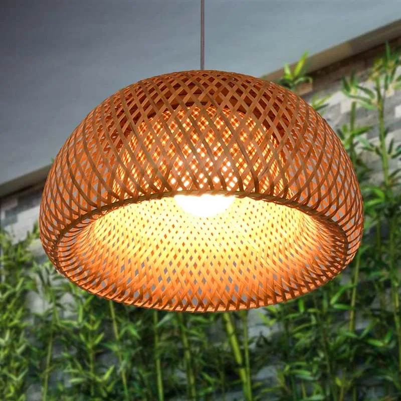 MLZAOSN Bamboo Chandelier Lamp Hawaii style Restaurant Dining Table Holder Hotel Balcony Creative Lighting Teahouse Hand Knitted | Лампы и