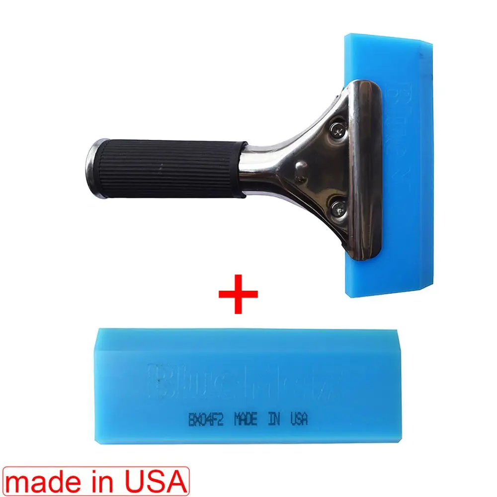 Скребок для очистки стекол Bluemax B13B + B02 резиновая щетка с ручкой из нержавеющей