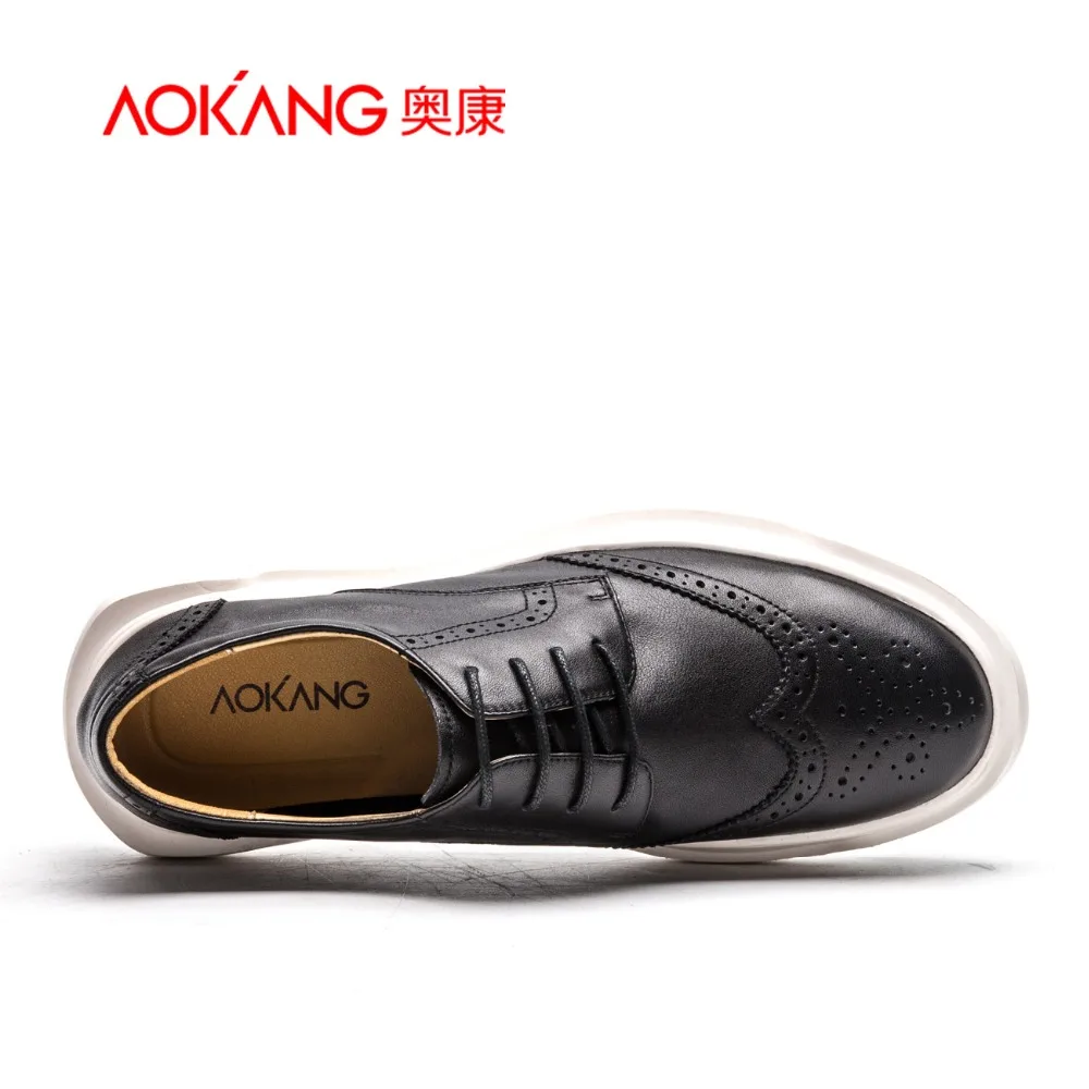 AOKANG men genuine leather shoes brogue Walking Shoes Men Personalized Fitness Health Casual Masculino Male | Обувь