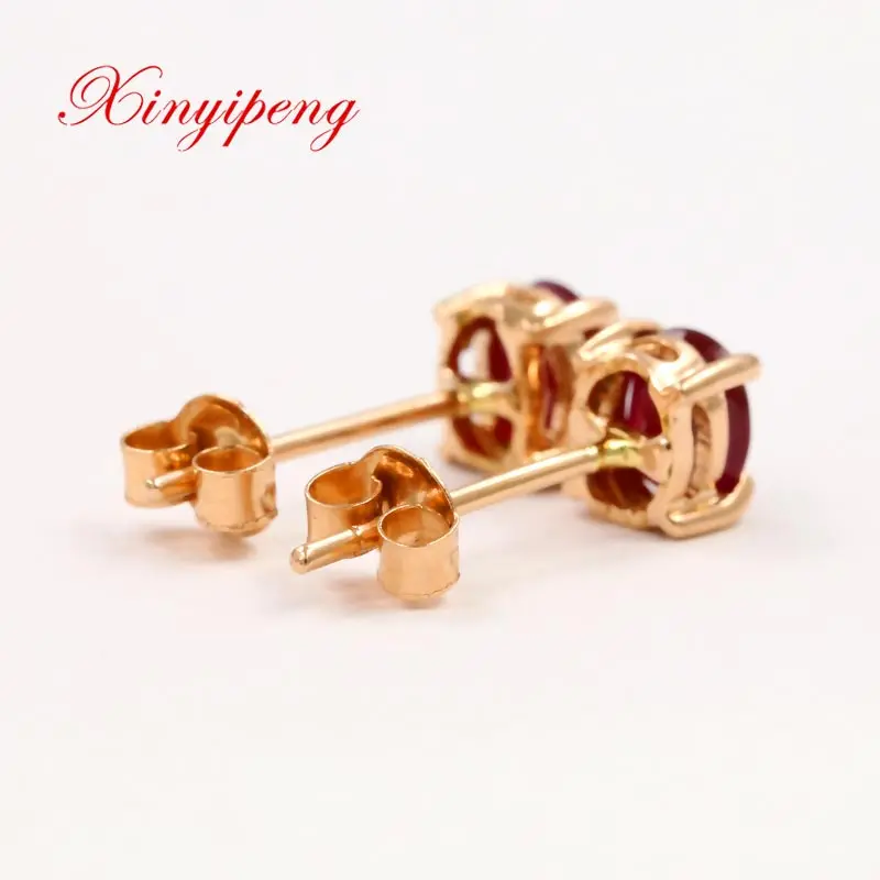 Серьги гвоздики Xin yi peng из настоящего 18 каратного розового золота с 100%