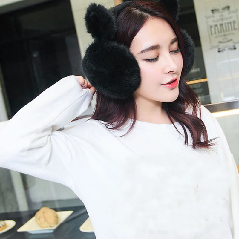 1pc Lovely Cat Ear Cache Warm Comfort Bowknot Earmuffs Women Trendy Faux Fur Ladies Cute Fluffy Winter Soft Christmas Gifts | Аксессуары