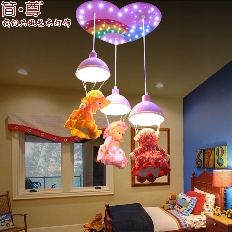 Children's room chandelier can be grouped variable LED light cartoon cute romantic parachute baby daughter chandelier|children