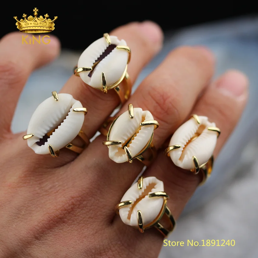 5 шт. кольцо Cowry регулируемое с искусственным ракушкой ювелирные изделия из