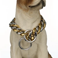 hip hop 19mm 12 32 inch tone double colors curb cuban rombo link stainless steel dog chain collar wholesale drop shipping