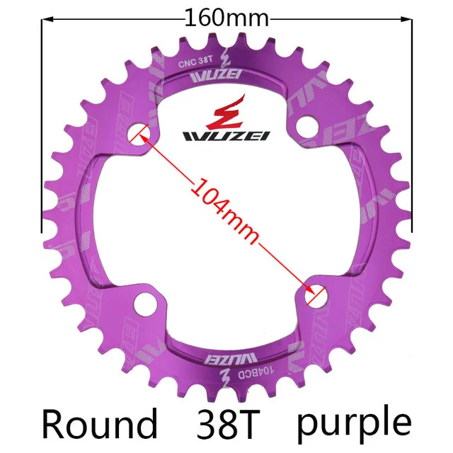 Purple 38T Round Одна узкая ширина система скорости Crown 104 Bcd 1 Rodada 38 36 34 32 T Mtb 9 10 11 S 1*11 крест кольцо - Цвет: Purple 38T Round