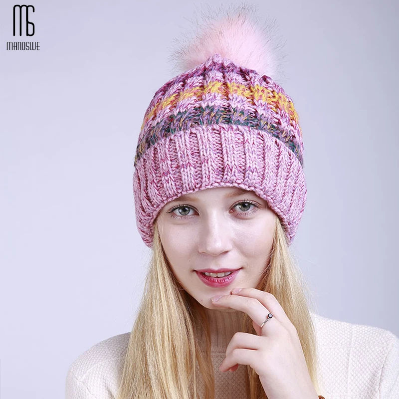 Лыжная Шапка Сезон осень зима Разноцветные полосатые фланелевые теплые модные