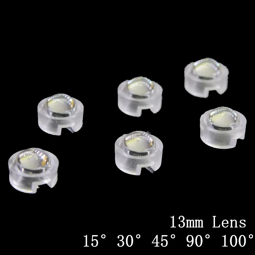 

200pcs 13mm IR LED mini Lens 1W 3W 5W 15 30 45 60 90 100 Degree Needn't Holder for IR CCTV LED Convex Lenses