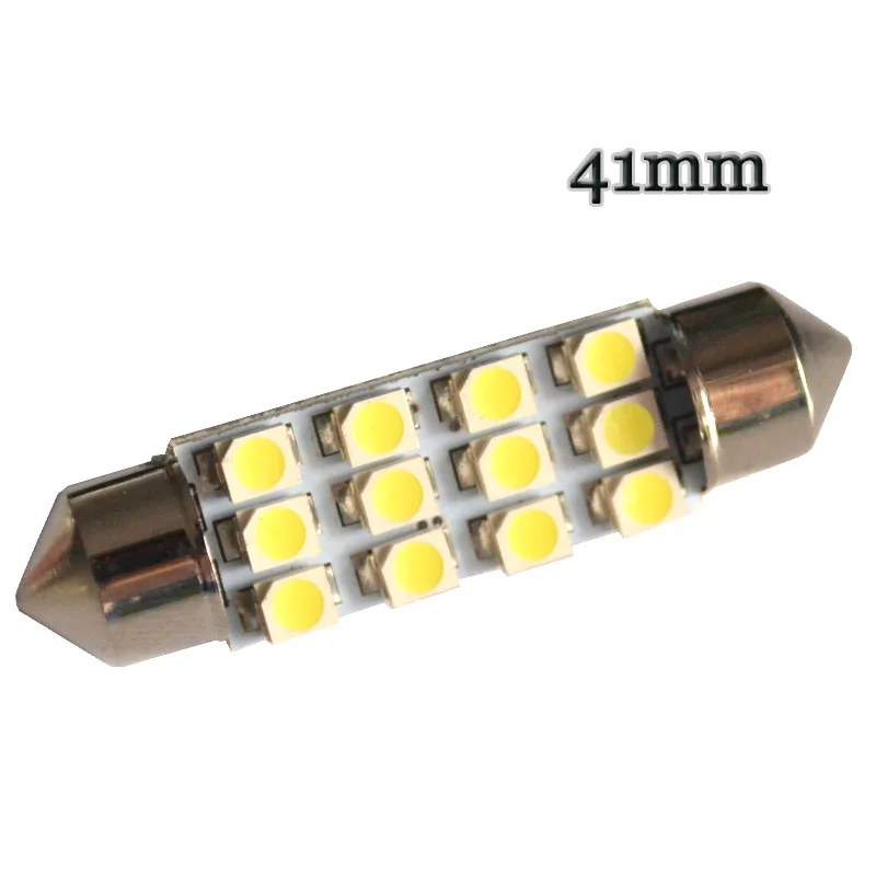 100 шт. гирлянда C5W 31 мм 36 39 41 купольная Лампа Белая 12 SMD 1210 светодиодный