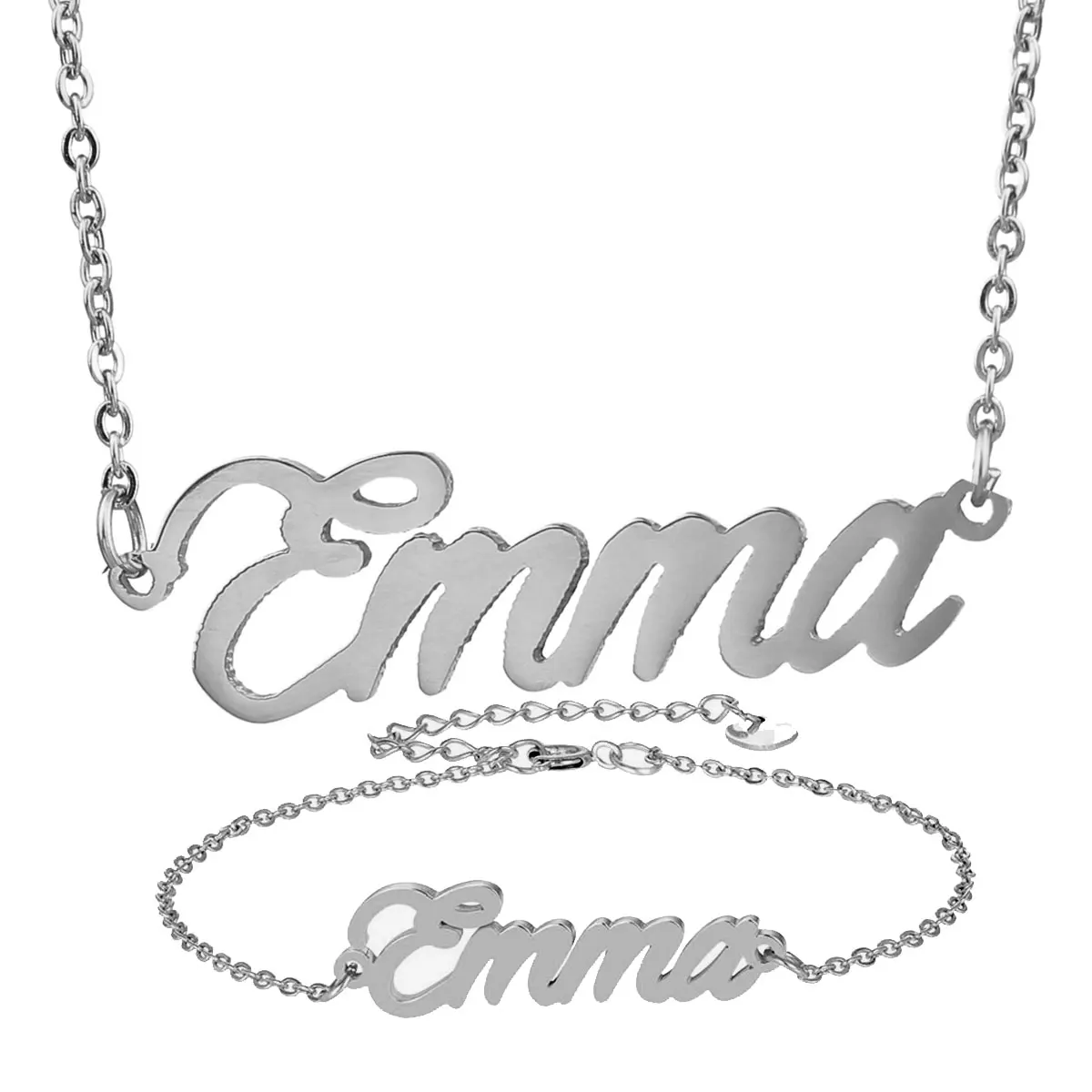 Модное ожерелье из нержавеющей стали + браслет набор &quotЭмма&quot с надписью
