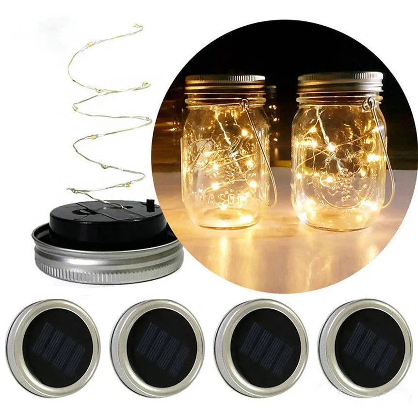 Светодиодный Сказочный светильник 2 м на солнечной батарее для 7 см Common Mason Jar Lid