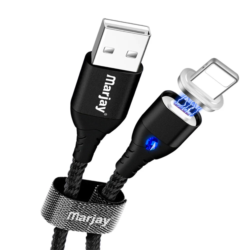 Black for iPhone Marjay Магнитный кабель Micro USB для samsung type C 5A Быстрая Зарядка Кабели для iPhone X 8 7 Магнит USB C зарядное устройство кабель для huawei - Цвет: Black for iPhone