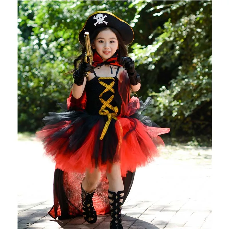 Girls Halloween Dress Set Cos Pirate Cool Show Children Ghost Female Pirates costume clothes | Детская одежда и обувь