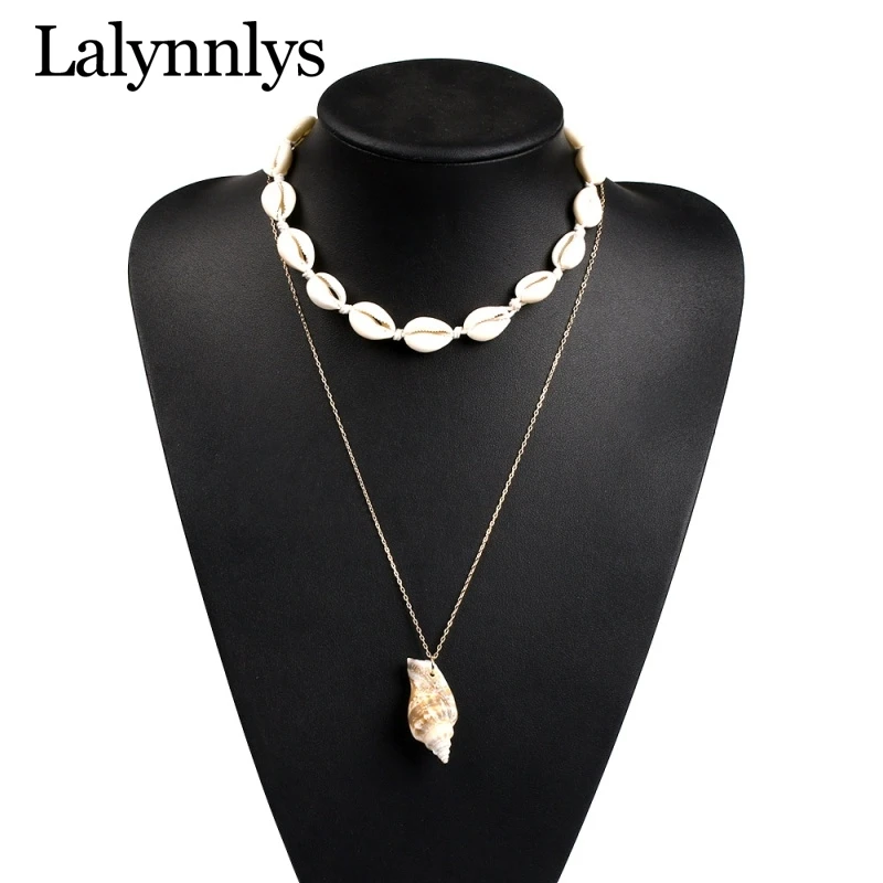 Ожерелье чокер Lalynnlys N69551 женское в богемном стиле с ракушкой украшение для