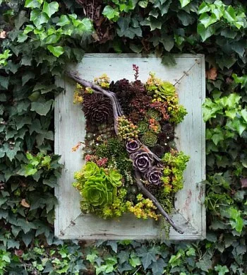 Настенный цветочный горшок деревянный для растений винтажный бонсай 23*6*21 см | Дом