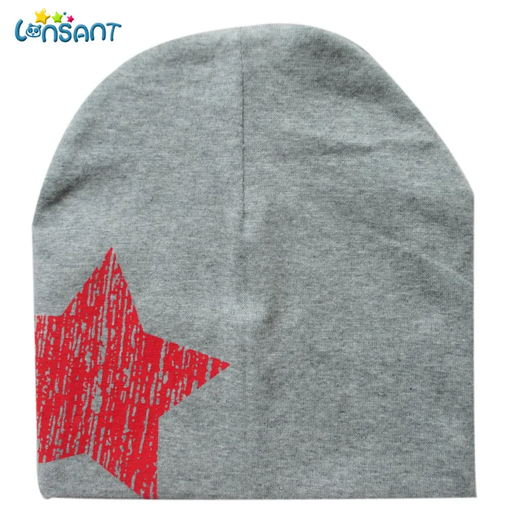 LONSANT New Hot Baby Girl Autumn Newborn Print Star Beanie For Boys Girls Cotton Knit Hat Children Winter Hats | Детская одежда и
