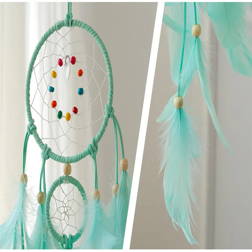 Ловец снов Хранитель ручной работы перья ночной Светильник для комнаты дверной