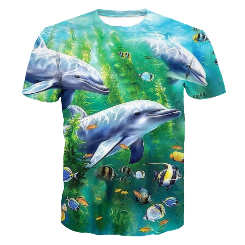 Стильная 3D футболка с короткими рукавами в виде рыбки забавные солнцезащитные