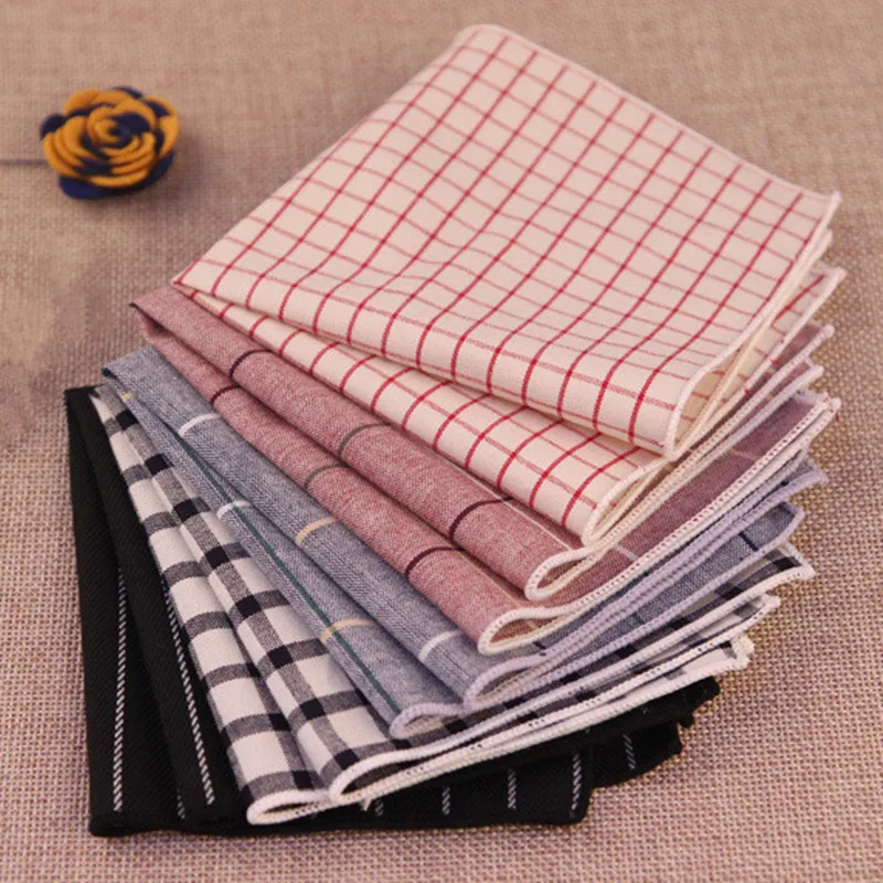 2017 винтажные мужские тканые носовые платки из 100% хлопка в полоску/клетчатый