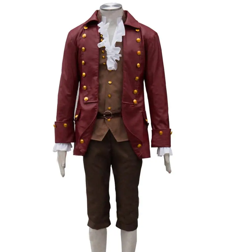 2019 Movie Beauty and The Beast Gaston Cosplay Costume Burgundy Jacket Coat Men Outfit Pants Suit Halloween Carnival Costumes |