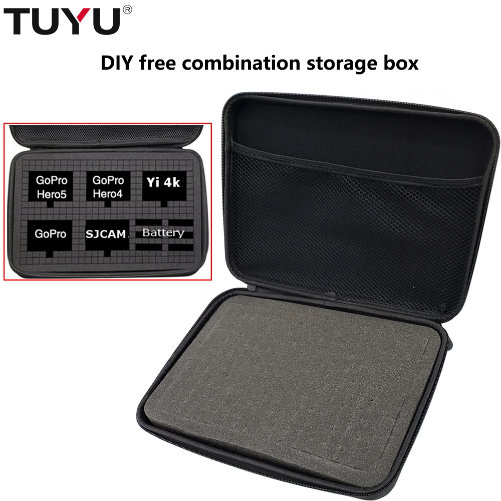 

TUYU DIY большая сумка для инструментов подвижная решетка Губка Бесплатная комбинация для gopro hero7 6 5 sj4000 xiaomi EKEN H9 zhiyun DJI Универсальная