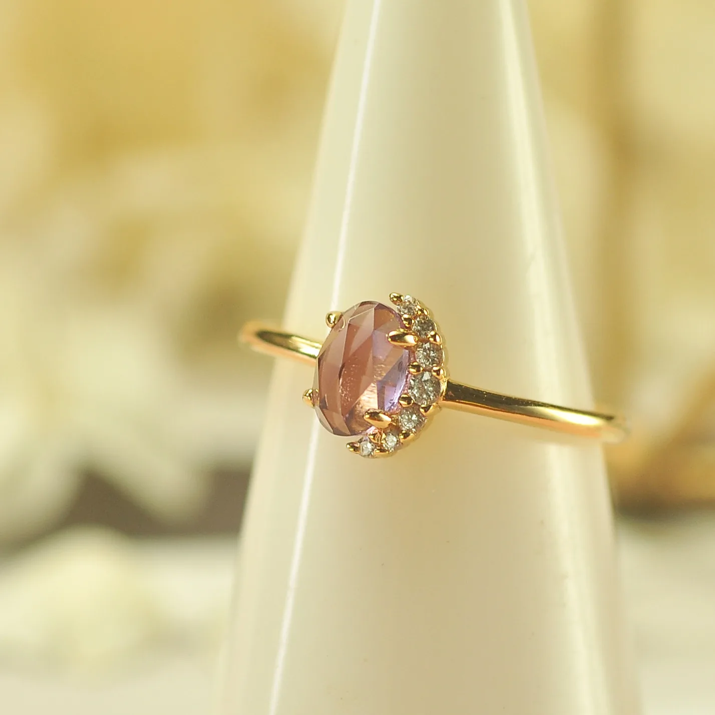 

Natural Amethyst Ring For Women Real 925 Sterling Silver Golden Color Ring Adjustable With AAA CZ Fine Wedding Gift