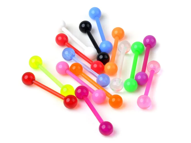 10 шт./лот цвет случайный гибкий акриловый язык стержень для сосков кольца штанга