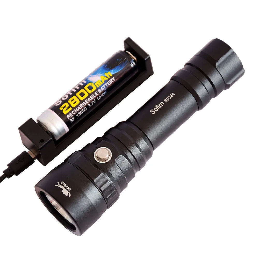 

Sofirn SD02A Kit Scuba Diving LED Flashlight 18650 Powerful Dive Light Cree XPL Warm 3000K Underwater Searchlight Torch Lamp