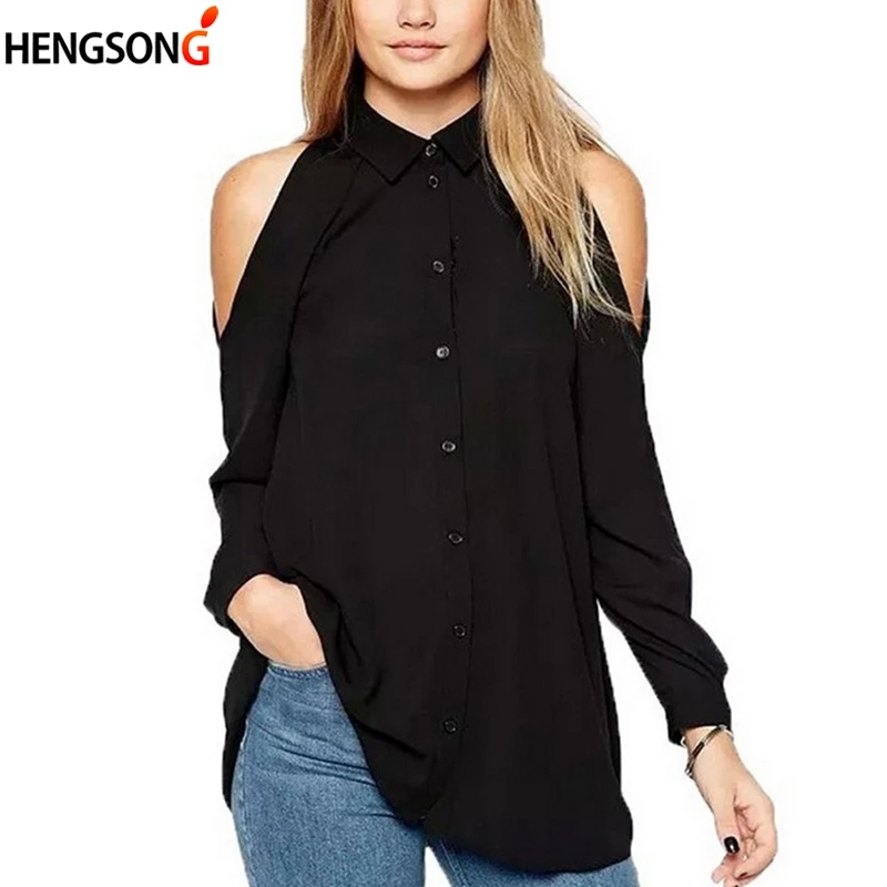 Рубашка женская с длинным рукавом повседневная офисная большого размера|Блузки|