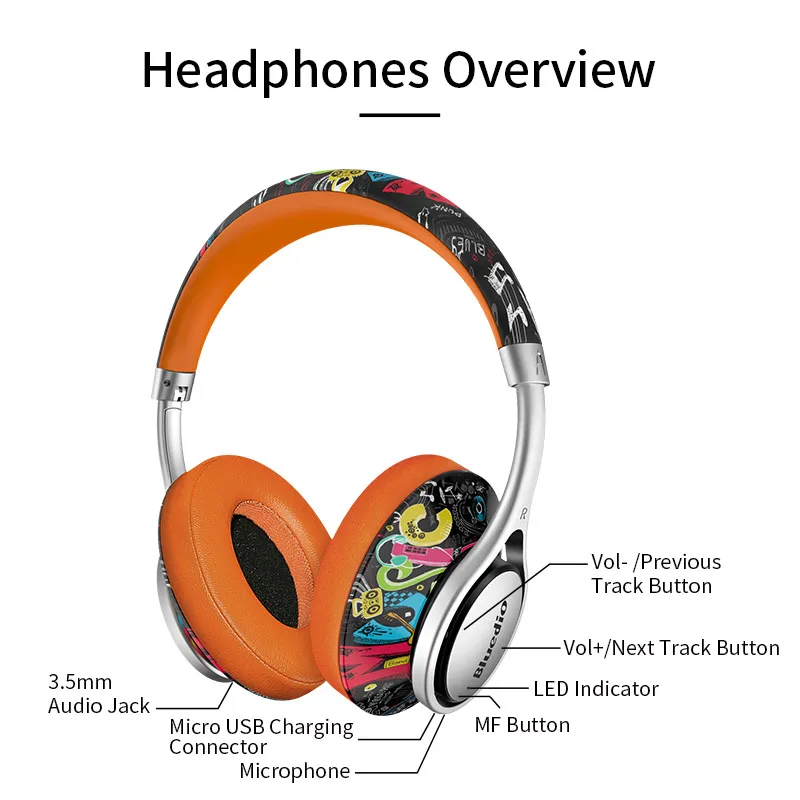 Bluedio A2 складные наушники bluetooth BT4.2 стерео гарнитура беспроводные для