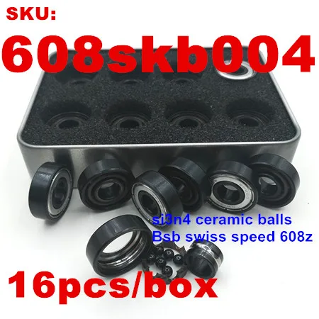 16 pc Si3n4 ball 608 16 шт./кор. Superfast BSB speed швейцарские ролики для роликовых коньков 608Z скутер скейтборд Longboard Pro-blacken Spinners 608 шариковый подшипник - Цвет: 16 pc Si3n4 ball 608