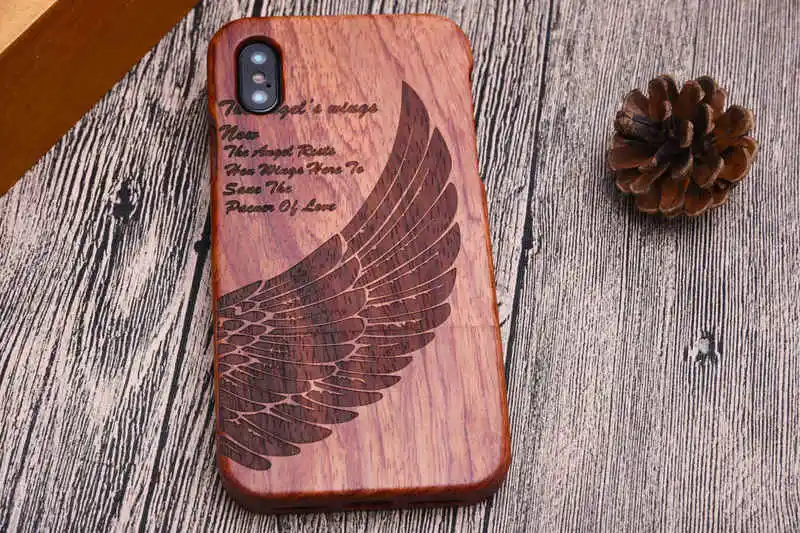 Angel Wing LYBALL чехол для телефона из натурального дерева для iPhone XS деревянный чехол ручной работы из натурального бамбука для Apple iPhone X XR XS MAX - Цвет: Angel Wing