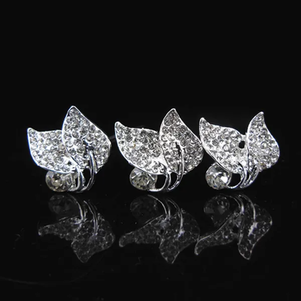 

12 Pcs Silver Leaves Crystal Rhinestone Wedding Prom Women Girl Bridal Hair Pins